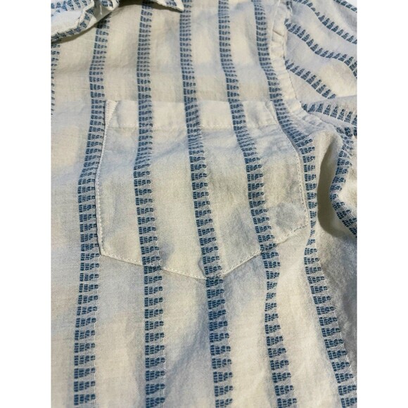 Zara Boy Short Sleeve Button Up Blue Stripe Size Medium - Picture 2 of 3